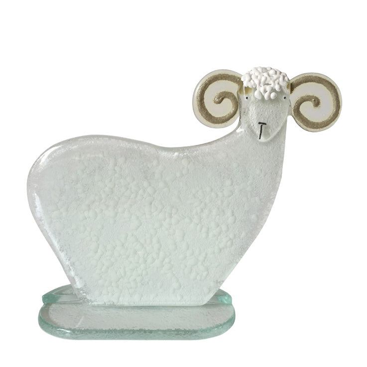 Wooly Sheep Hand Made Glass Ornament