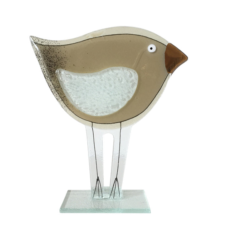 Fused Glass Bird In Brown