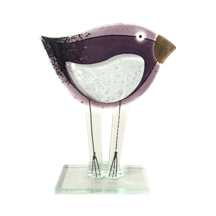 Baby Fused Glass Bird In Purple