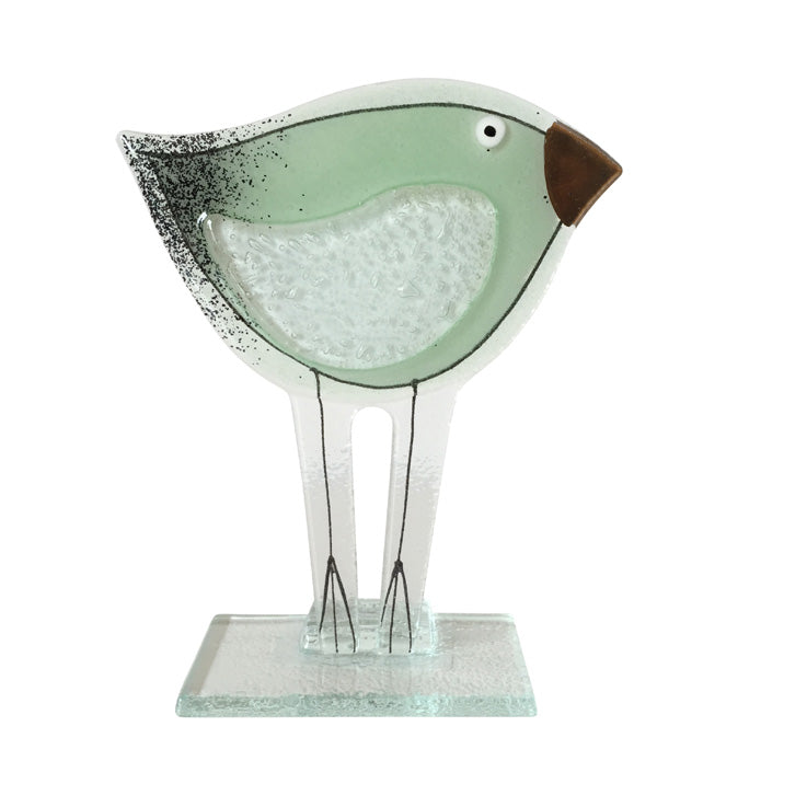 Baby Fused Glass Bird In Green