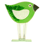 Large Green Bird Fused Glass Table Art