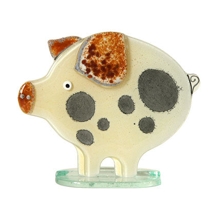 Cute Honey Piglet Fused Glass Table Art