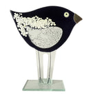 Black And Clear Fused Glass Bird