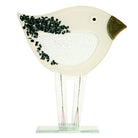 Large White Bird Fused Glass Table Art