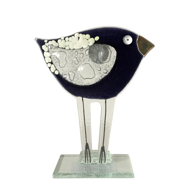 Baby Fused Glass Bird In Black