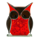 Large Red Owl Fused Glass Table Art