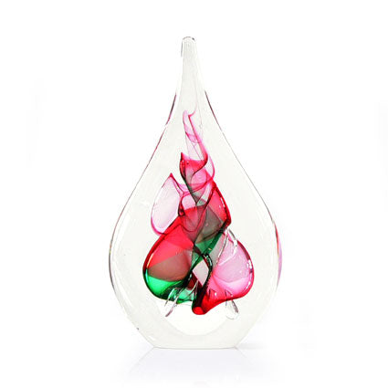 Ruby and Green Drop Crystal Paperweight
