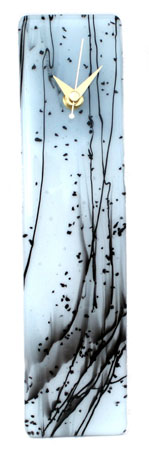 Funky White and Black Curved Fused Glass Wall Clock