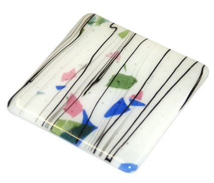 Blue and Green Confetti Handmade Glass Coaster