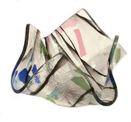 Blue and Green Dandelion Handmade Glass Tea Light