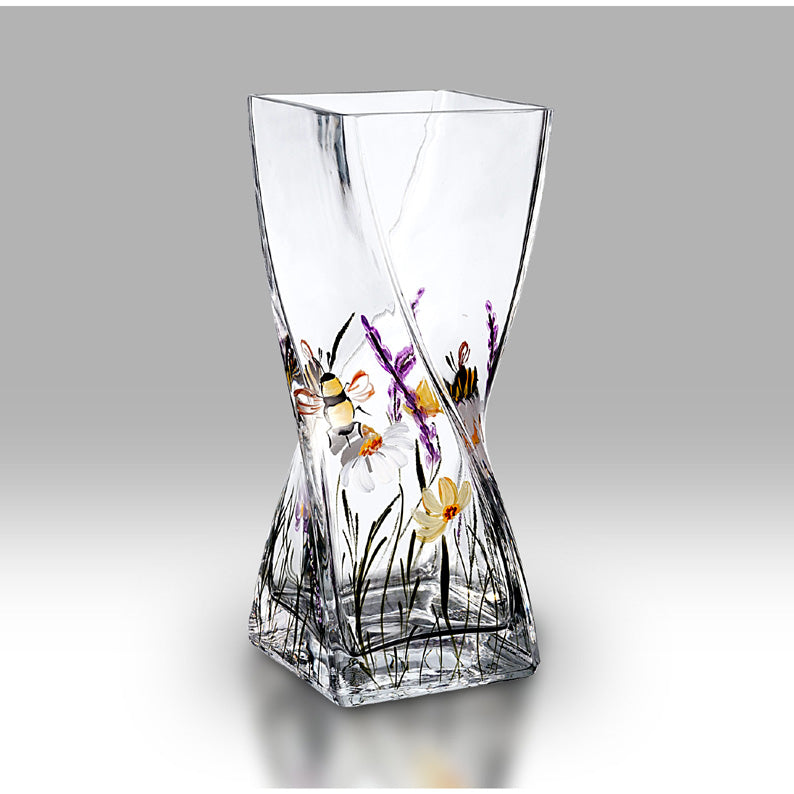 Bees And Blooms Twisted Glass Vase