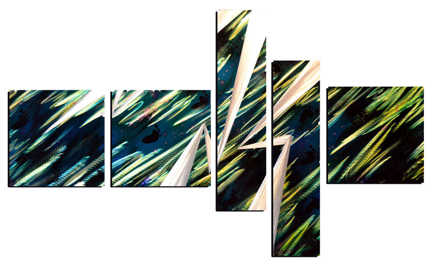 Extra Large 5 Part Handpainted Natural Thunderstorm On Aluminium