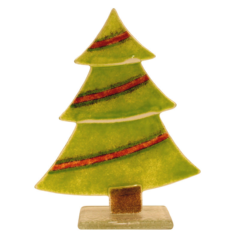 Fused Glass Christmas Tree With Tinsel Garlands