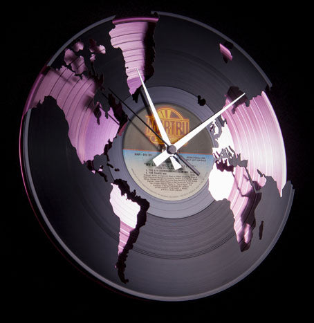 Earth In Space Record Clock On Pink Record