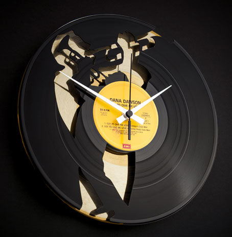 Jazzy Blues Record Clock On Gold Record