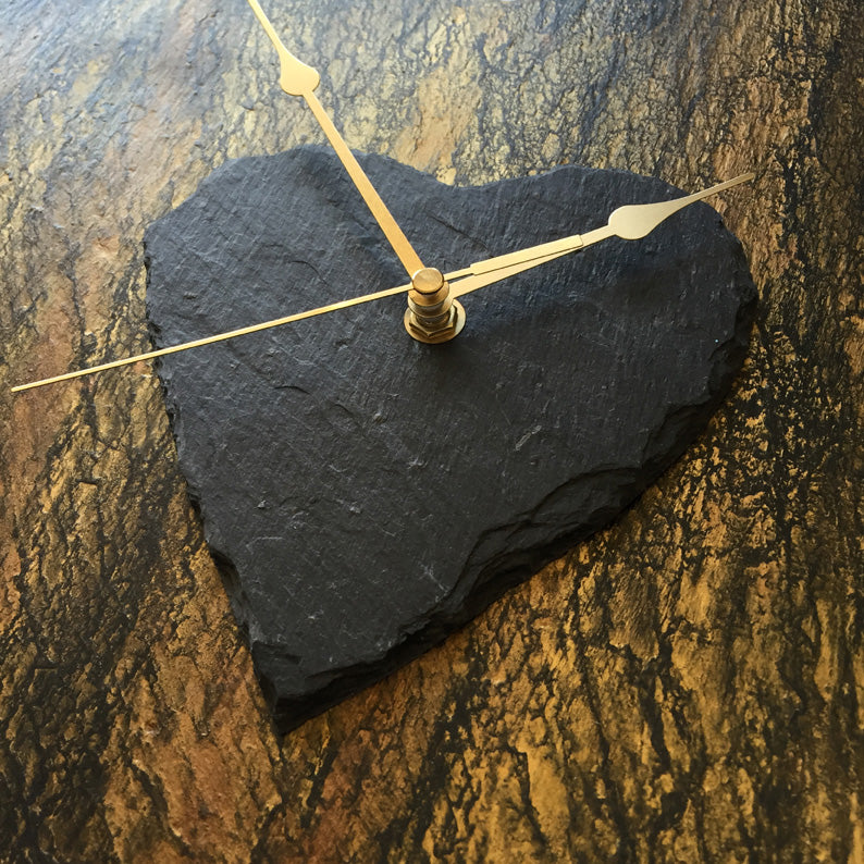 Amber Bronzed Heart Slate Clock