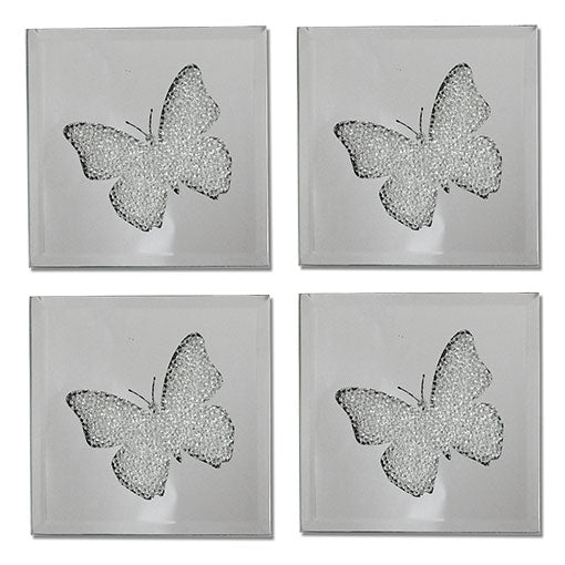Elegant Crystal Butterfly Glass Coasters
