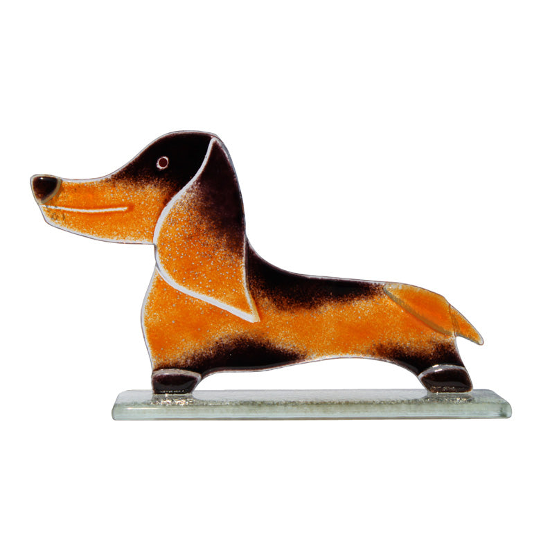 Douglas The Dachshund Fused Glass Ornament