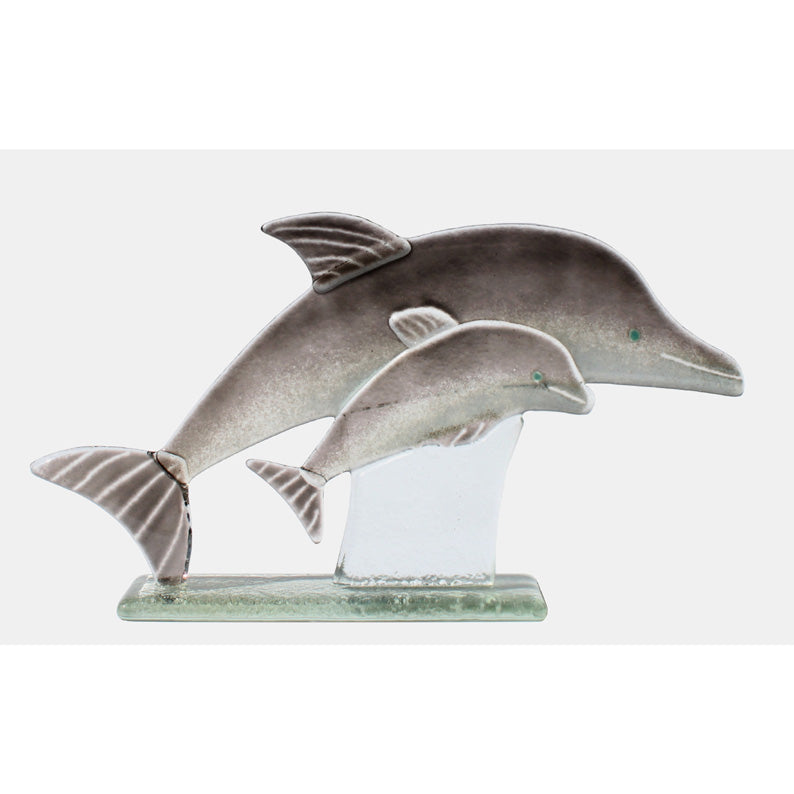 Dolphin And Calf Fused Glass Ornament