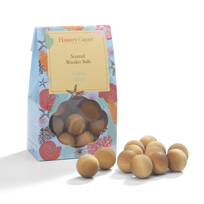 Endless Ocean - 12 Scented Wooden Balls Plus 30Ml Fragrance Oil Included