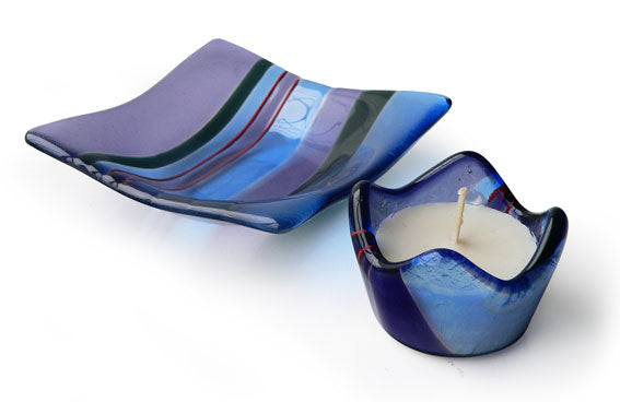 Fusion Glass Tealight Holder And Dish