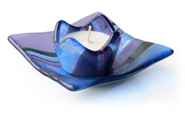 Fusion Glass Tealight Holder And Dish