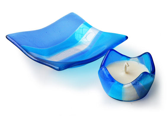 Fusion Glass Tealight Holder And Dish