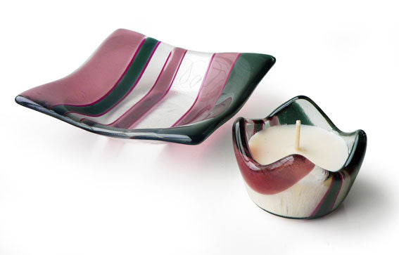 Fusion Glass Tealight Holder And Dish