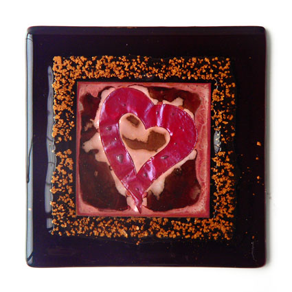 Big Heart Handmade Glass Coaster