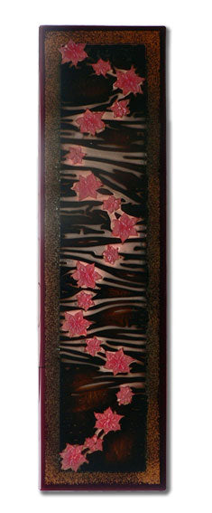Pink Flowers Handmade Fused Glass Wall Panel