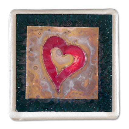 Big Red Heart Handmade Glass Coaster
