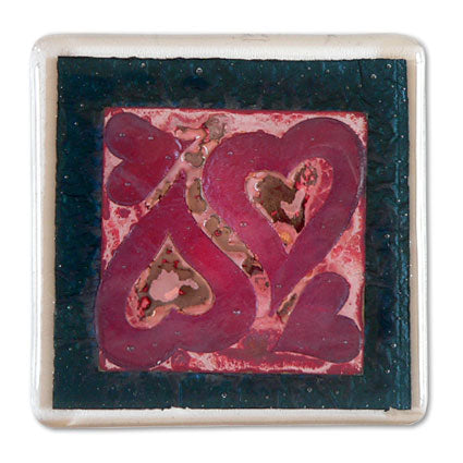 Mixed Hearts Handmade Glass Coaster