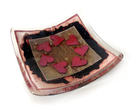 Heart Circle Handmade Glass Dish