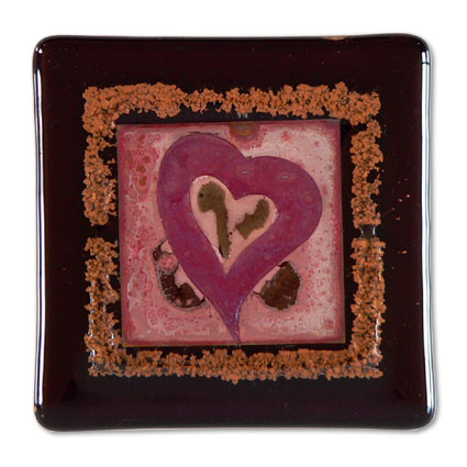 One Heart Handmade Glass Coaster