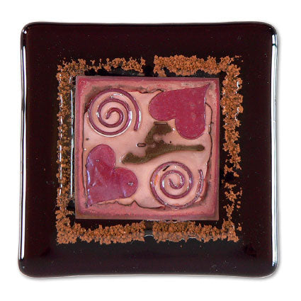 Spiral Heart Handmade Glass Coaster