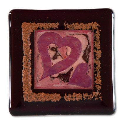 Two Heart Handmade Glass Coaster