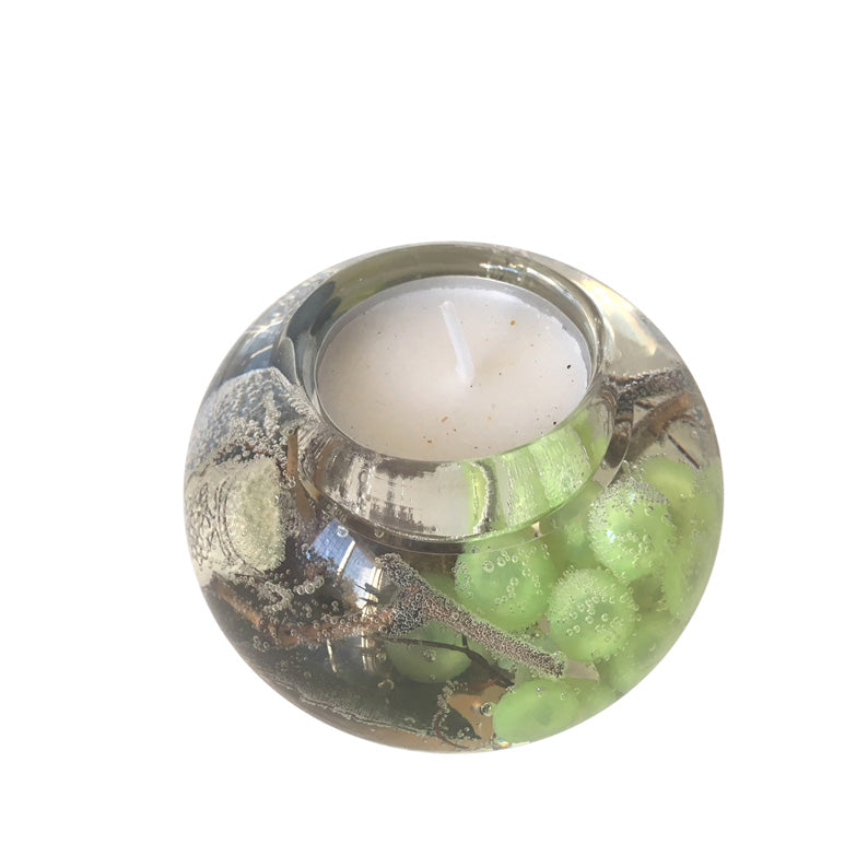 Wine Themed Round Glass Tea Light Holders