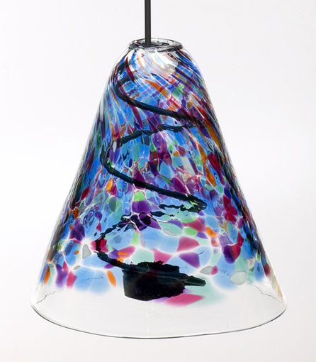 Classic Calico Hand Blown Glass Tea Light Lantern