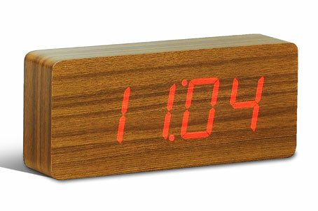 Teak Slab Design Clock With Red Led