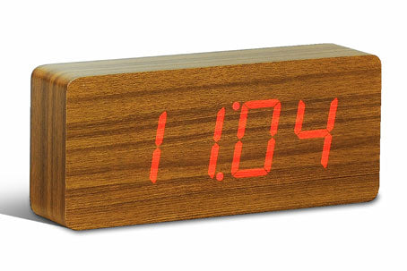 Teak Slab Design Clock With Red Led