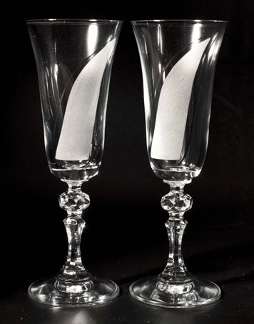 Stripe Design Champagne Glasses