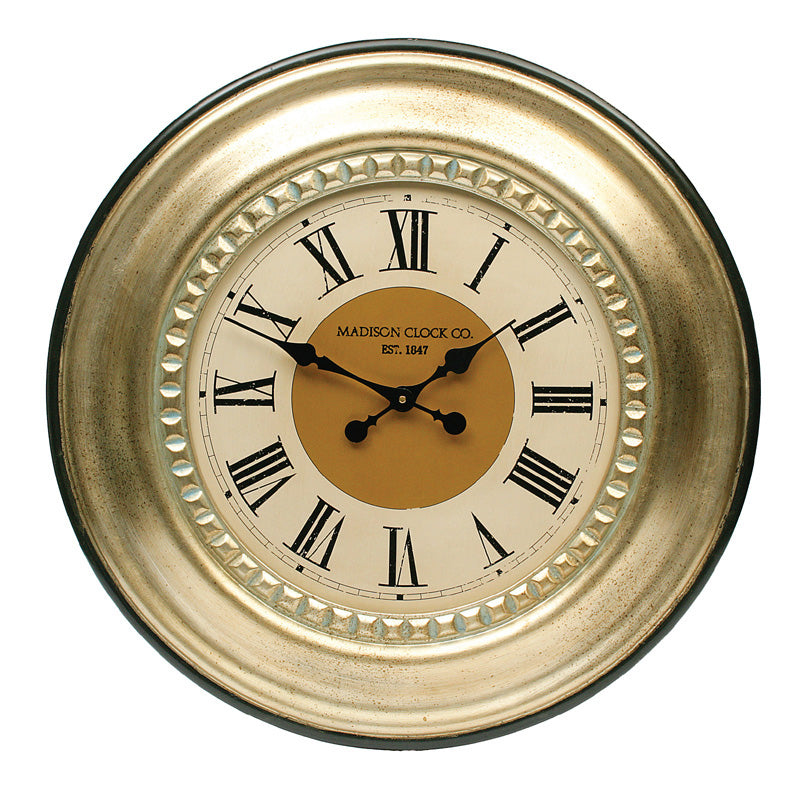 Roman Style Clock With Gold Leaf Accents