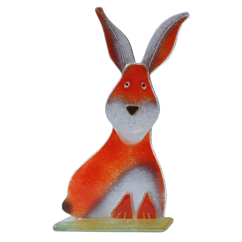 Large Hare Fused Glass Table Art