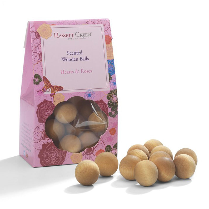 Hearts and Roses - 12 Scented Wooden Balls Plus 30Ml Fragrance Oil Included