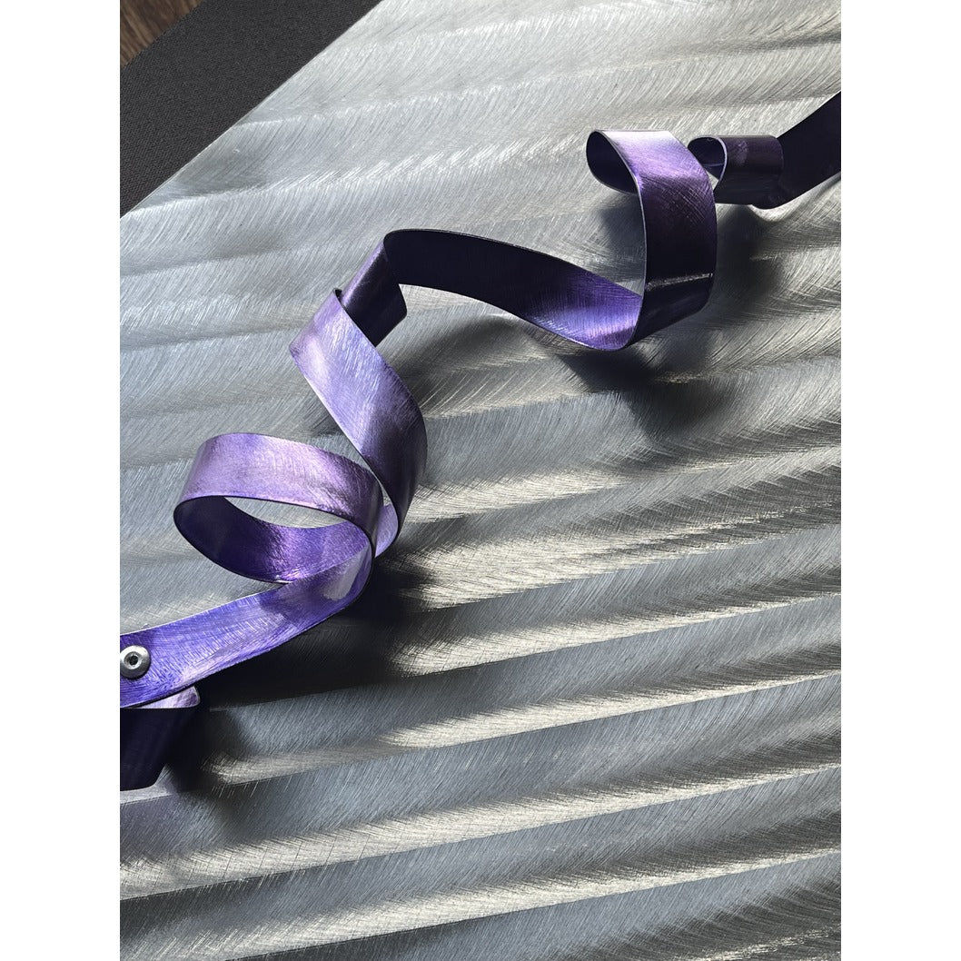 Trendy Purple Industrial Metal Ribbon Art Piece