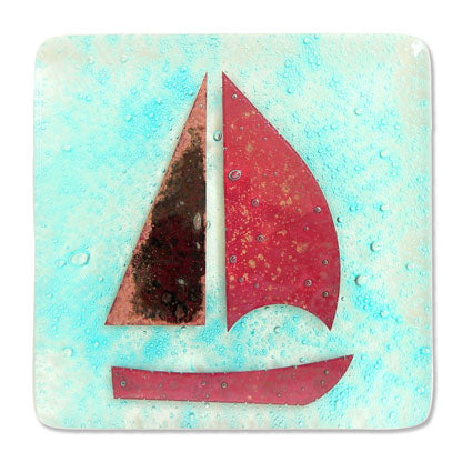 Sail Boat Handmade Glass Coaster