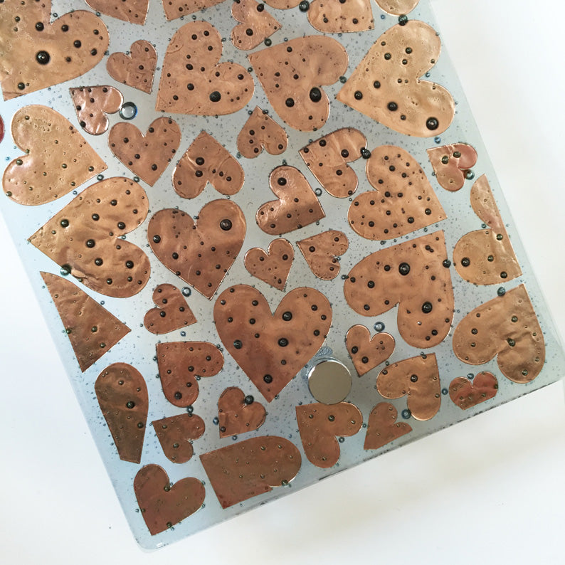 Golden Hearts Glass Wall Panel