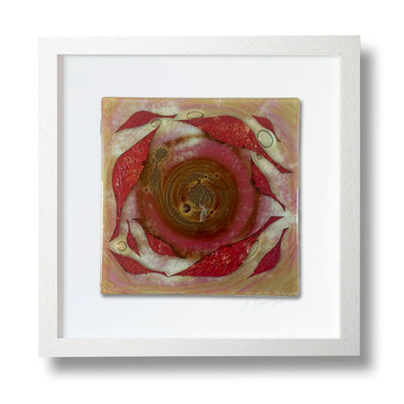 Box Framed Autumn Leaves Fused Glass Artwork