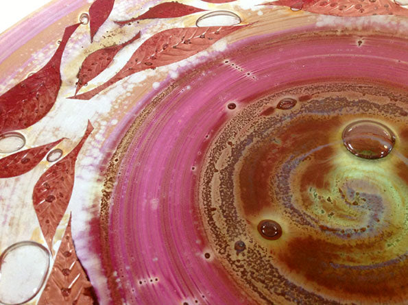 Autumn Leaves 38Cm Fused Glass Dish