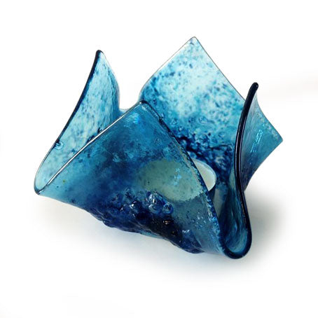 Blue Frit Handmade Glass Tea Light